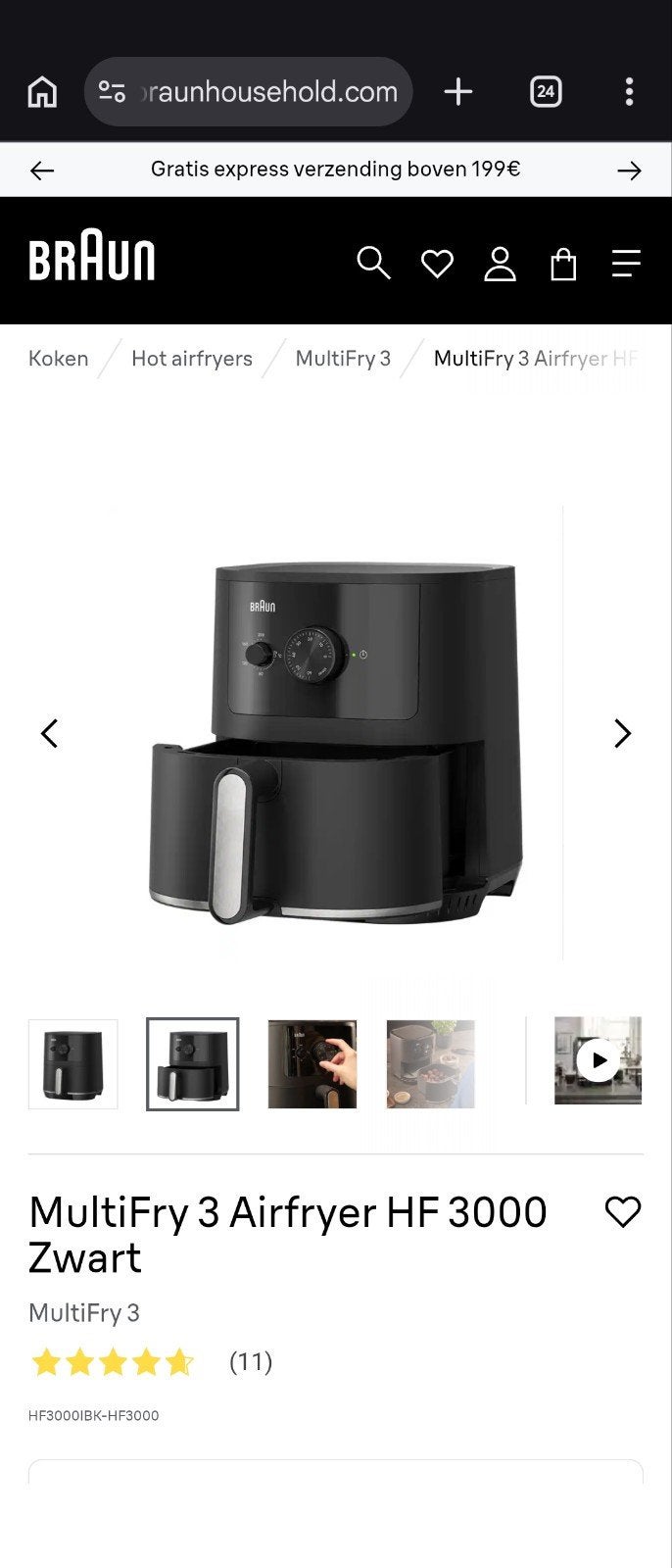 Braun MultiFry 3 Airfryer - Nieuw in doos, Ophalen of Verzenden, Nieuw, Airfryer, 750 t/m 999 gram