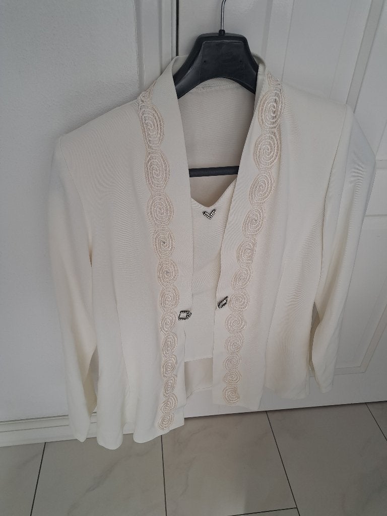 Tailleur / rokpak wit maat 42, Ophalen, Kostuum of Pak, Wit, Maat 42/44 (L)