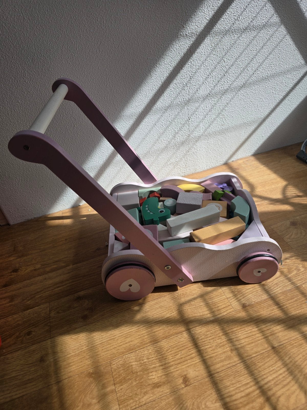 Houten loopwagen met blokken, Ophalen of Verzenden, Gebruikt, Overige merken