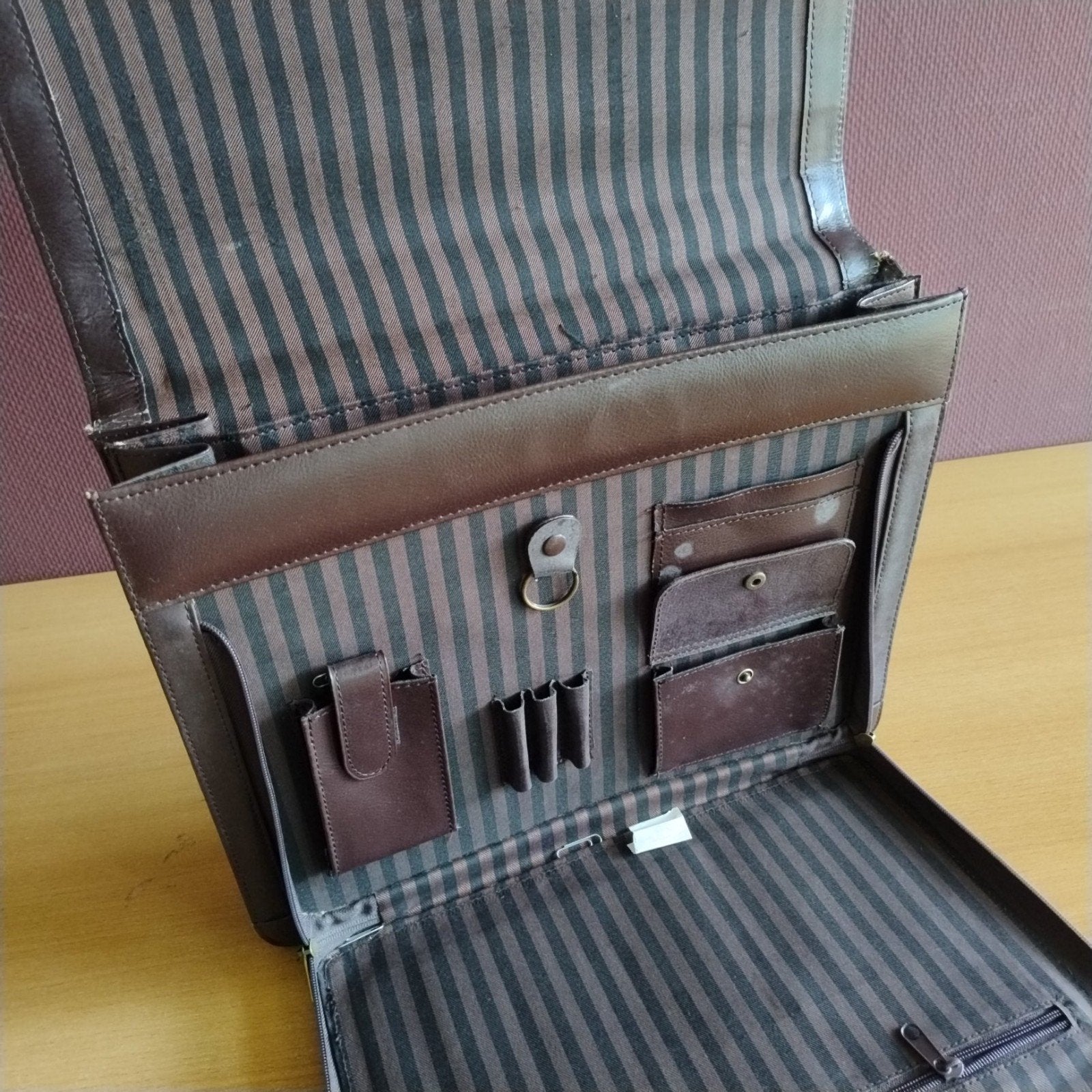 Gardini Leren Aktetas - Vintage Bruin, Ophalen, Bruin, Gedragen, Echt leder