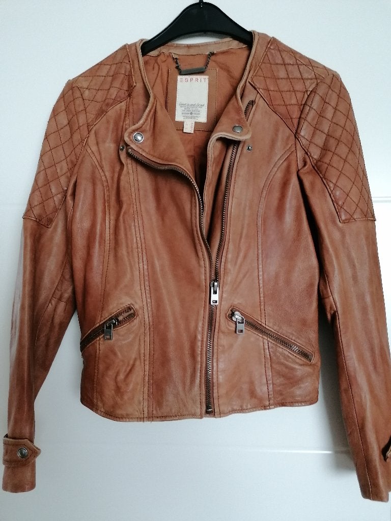 Biker leren jas Esprit bruin/cognac kleur maat 38, Bruin, Nieuw, Esprit, Ophalen