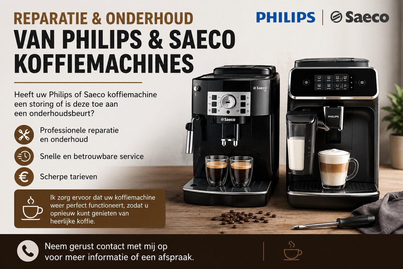 Reparatie & Onderhoud van Philips & Saeco Koffiemachines, Ophalen of Verzenden, Zo goed als nieuw