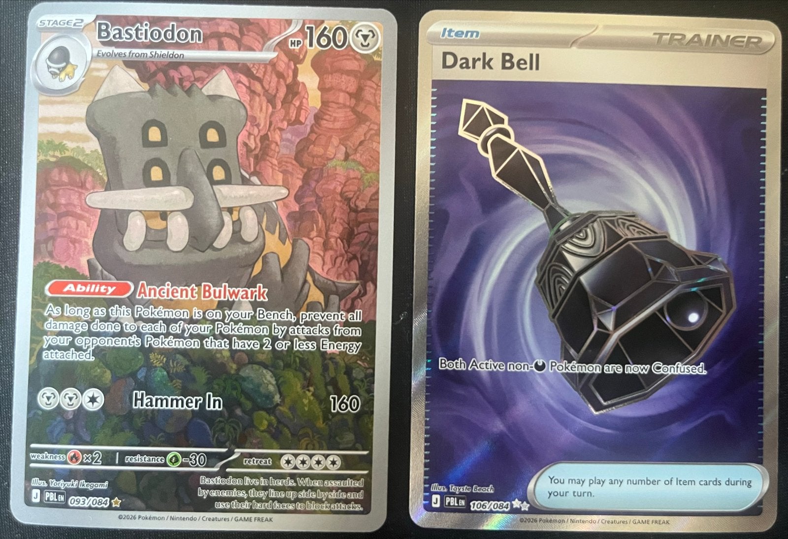 Pokemon kaarten: Dark Bell en Bastiodon, Hobby en Vrije tijd, Verzamelkaartspellen | Pokémon, Ophalen of Verzenden, Zo goed als nieuw