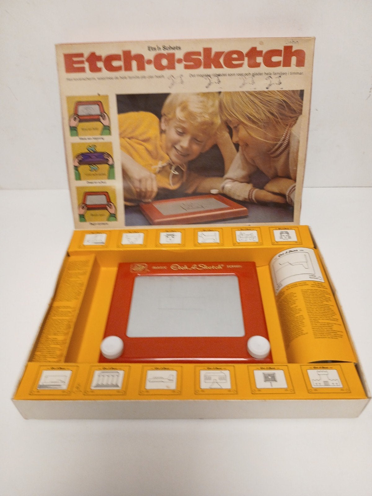 Vintage etsch a sketch ets en skets met doos, Ophalen of Verzenden, Zo goed als nieuw