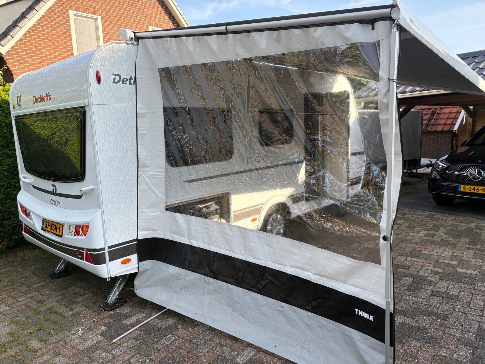 Thule Luifel Zijwand Caravan + Rafter Spanstang 1200, Ophalen, Gebruikt