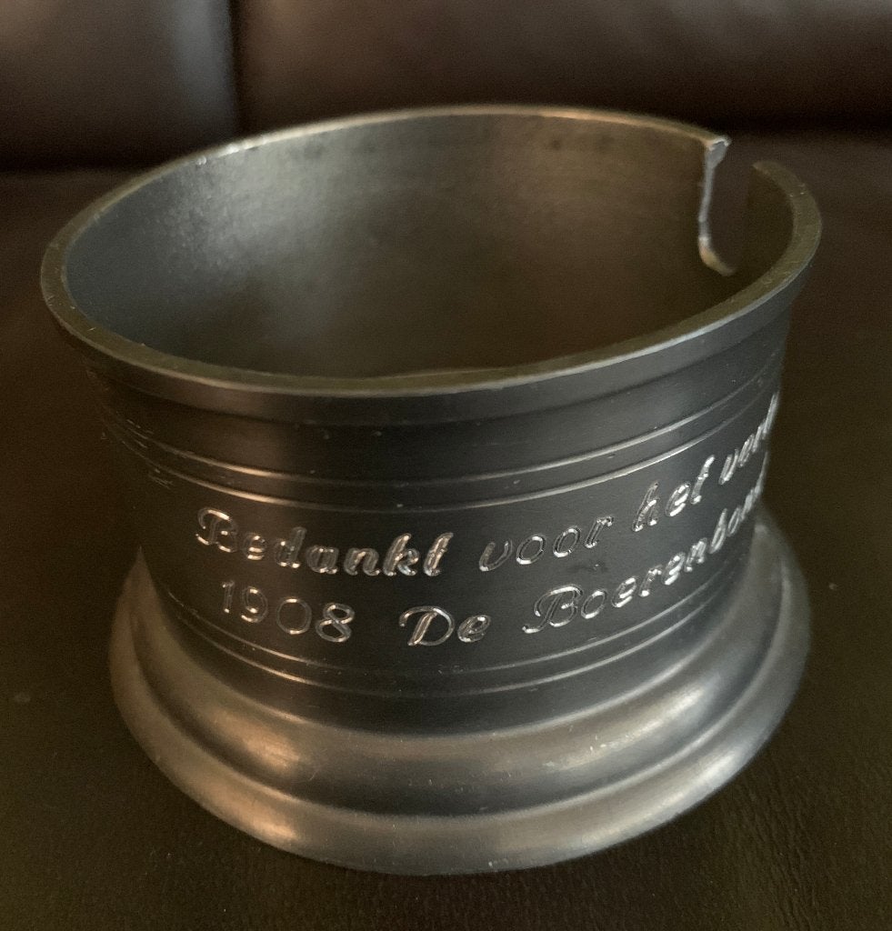 Pewter Asbak De Boerenbond 1908 - 1992 tinnen