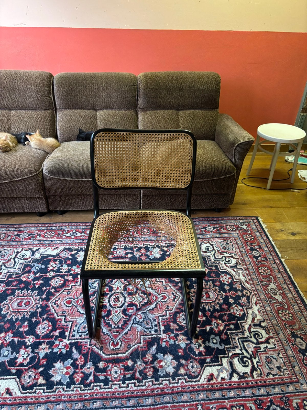 Opknappers - 2 stoelen met rotan zitting, Ophalen, Gebruikt, Twee, Zwart