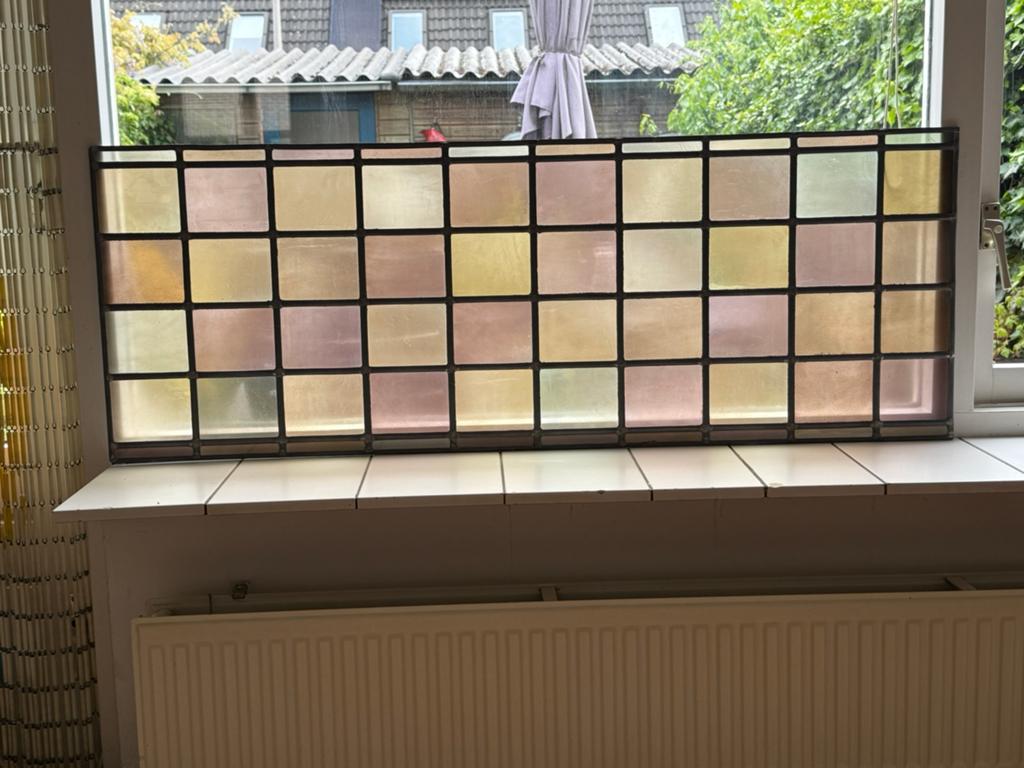 Prachtig glas in lood paneel, Doe-het-zelf en Verbouw, Glas en Ramen, Ophalen, Gevelraam of Ruit, Zo goed als nieuw, Minder dan 80 cm