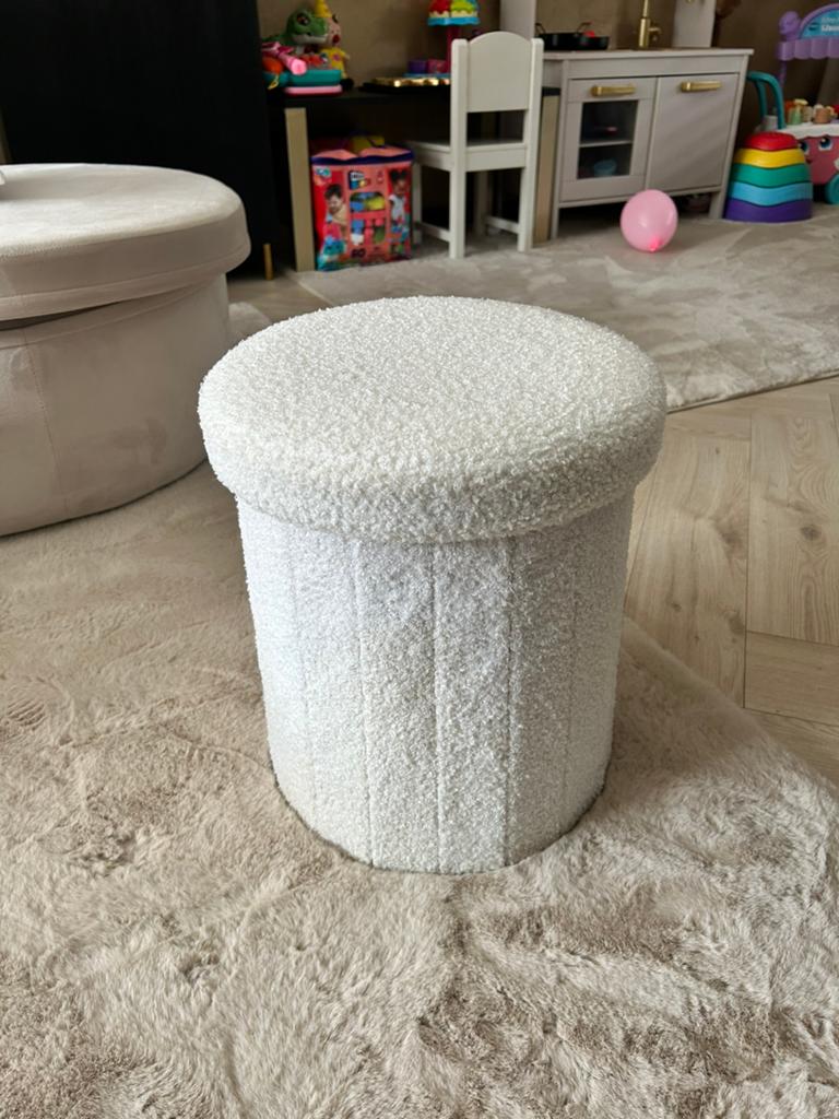 Opberg poefje teddy wit/creme, Ophalen of Verzenden, Zo goed als nieuw, Rond, Minder dan 50 cm