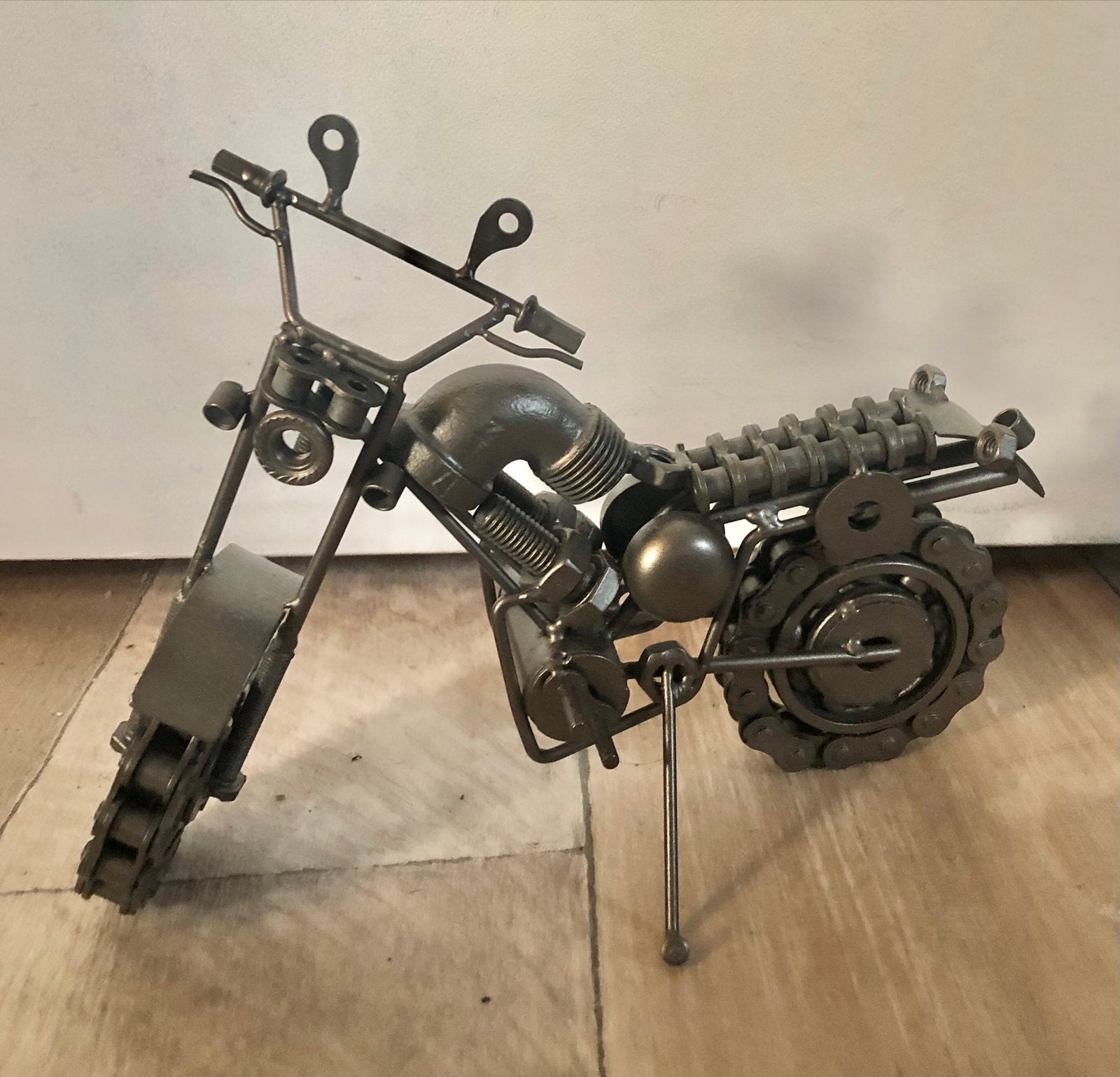 Unieke metalen motorfiets sculptuur - handgemaakt, Ophalen of Verzenden