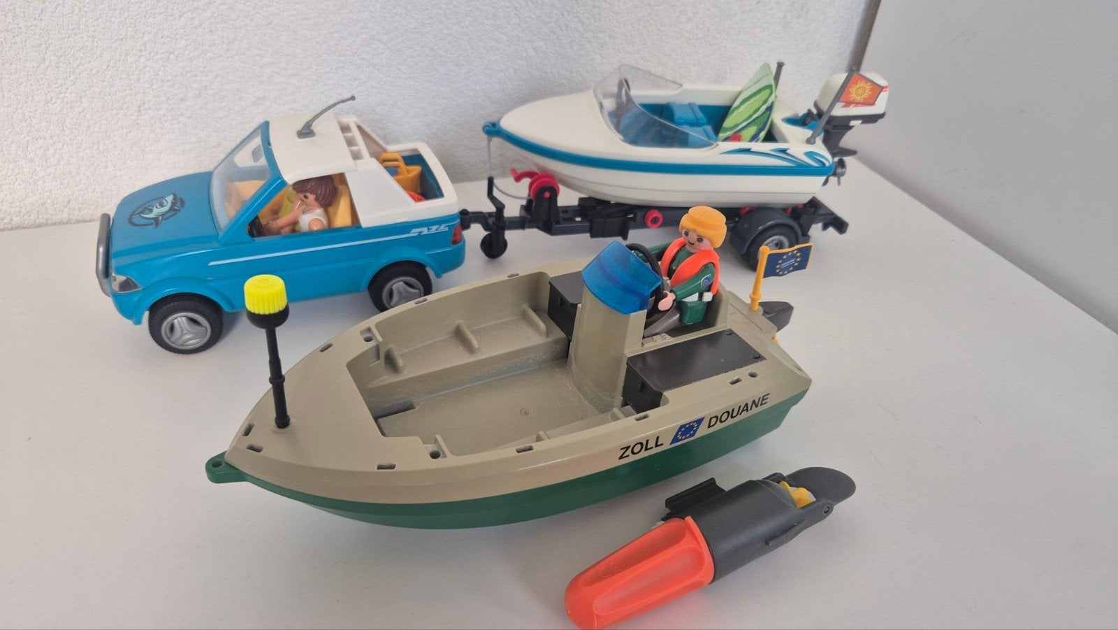 Playmobil boten set met auto en figuren, Ophalen of Verzenden, Gebruikt, Jongen of Meisje