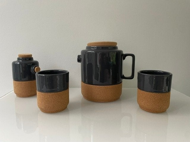 Alma Gémea koffie-/theeservies – keramiek & kurk – Portugal, Keramiek, Ophalen of Verzenden, Zo goed als nieuw, Overige stijlen