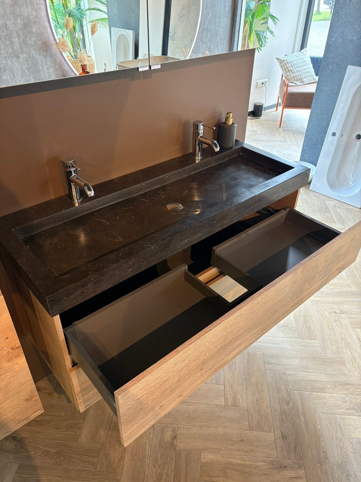 Badmeubel Set Lorencio 120cm Natuur eiken, Huis en Inrichting, Badkamer | Badkamermeubels, 100 tot 150 cm, Wltradingnl@outlook.com