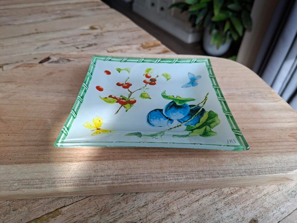 Janneke Brinkman glazen petit-fourschaaltje, Schaal, Vierkant, Ophalen of Verzenden, Glas