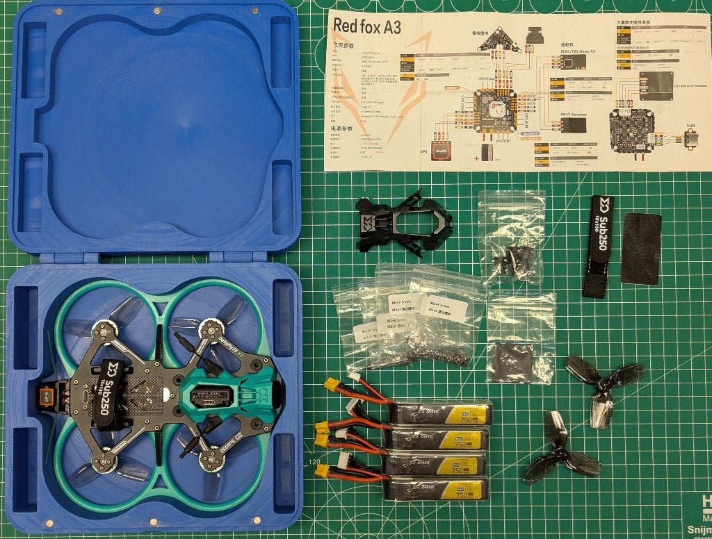Sub250 DollyFly25 V2 Cinewhoop PNP + 4x Accu + Case, Ophalen of Verzenden, Zo goed als nieuw, Elektro, Quadcopter of Multicopter