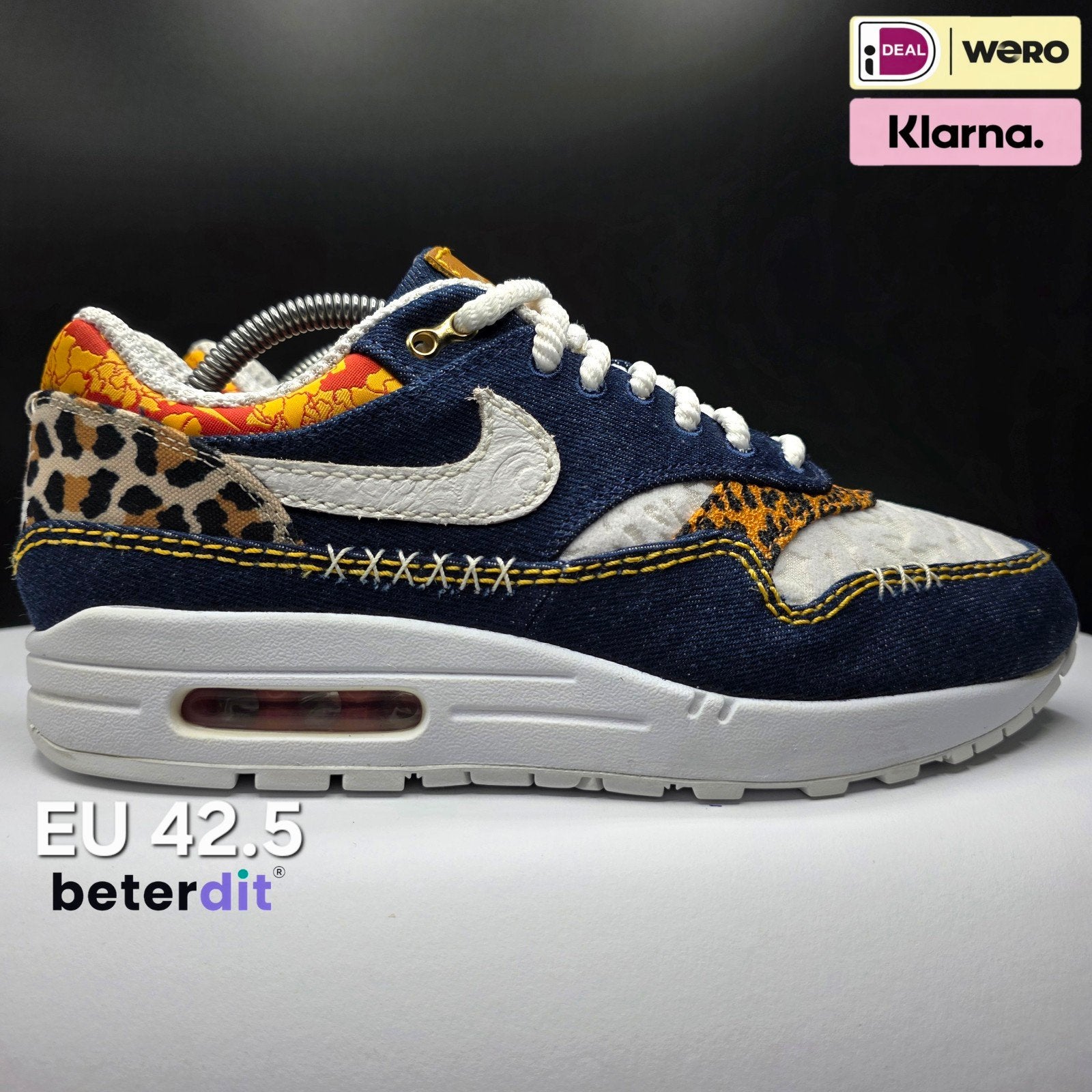 Nike Air Max 1 Premium 'Denim Leopard' Maat: 42.5, Nike air max, Ophalen of Verzenden, Nike, Nike