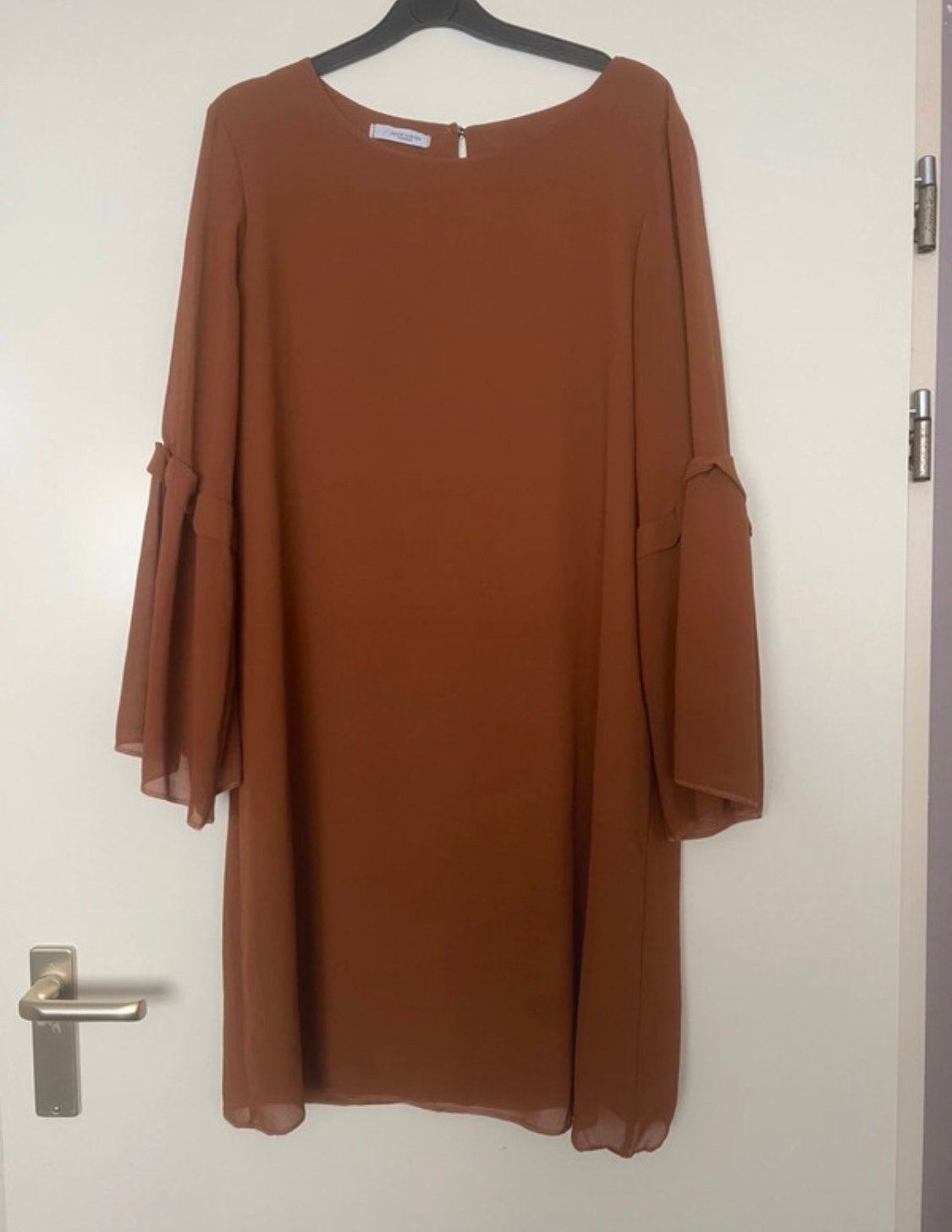 Bruine jurk/tuniek met wijde mouwen Jantje Korten, Bruin, Maat 46/48 (XL) of groter, Ophalen of Verzenden, Zo goed als nieuw