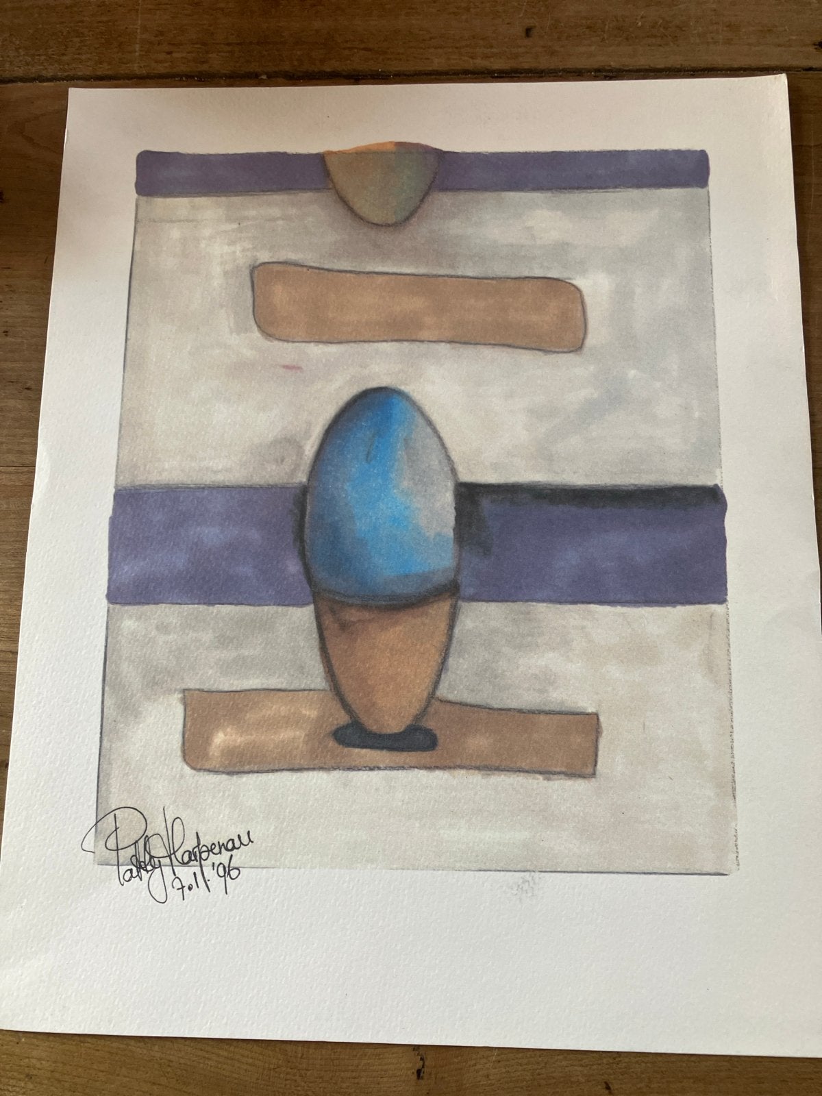 Abstract aquarel schilderij van Patty Harpenau, Antiek en Kunst, Ophalen of Verzenden