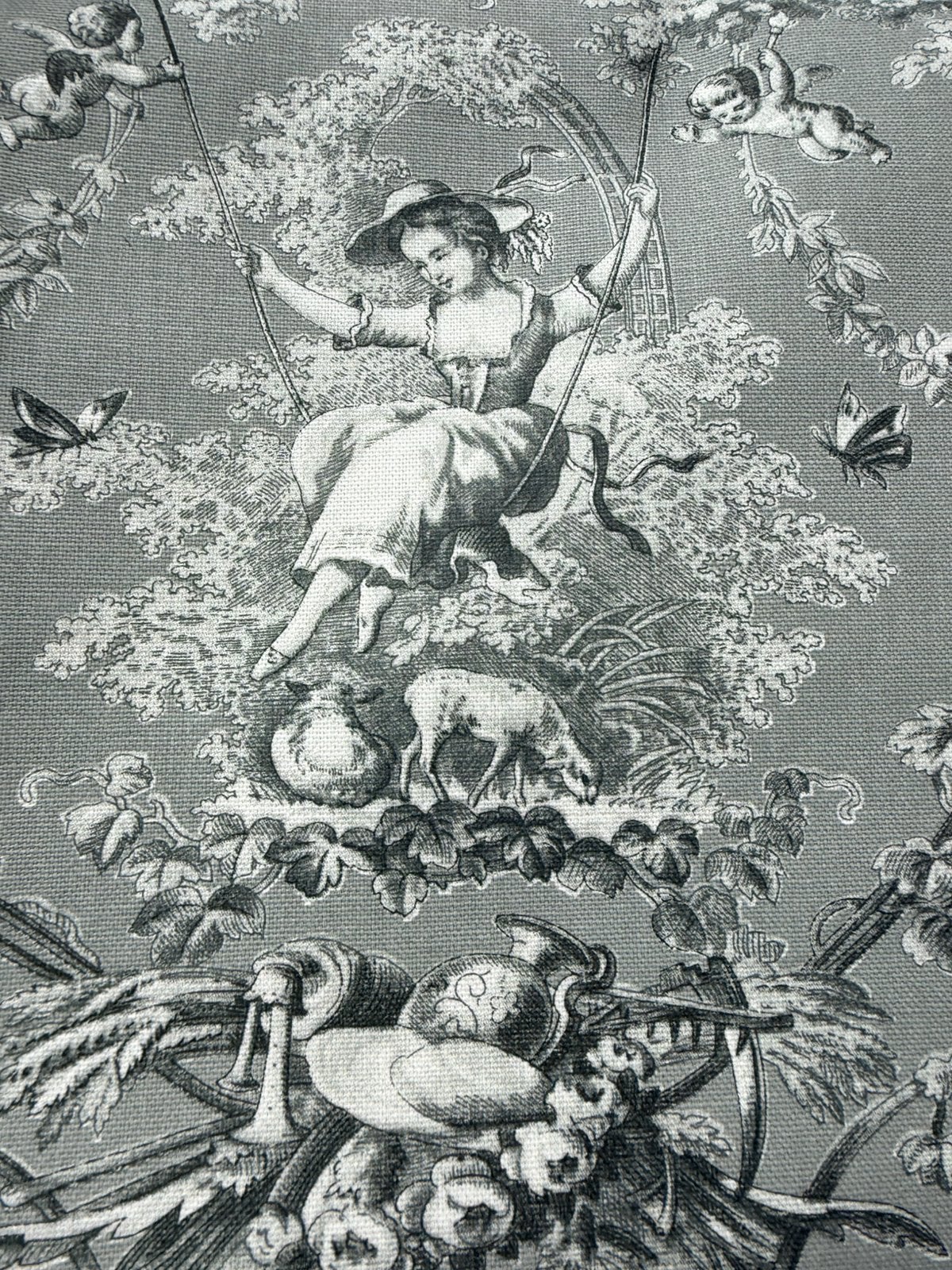 Toile de Jouy nieuwe stof 300 cmx145 cm breed Ludivine, Ophalen, 120 cm of meer, Katoen, Grijs