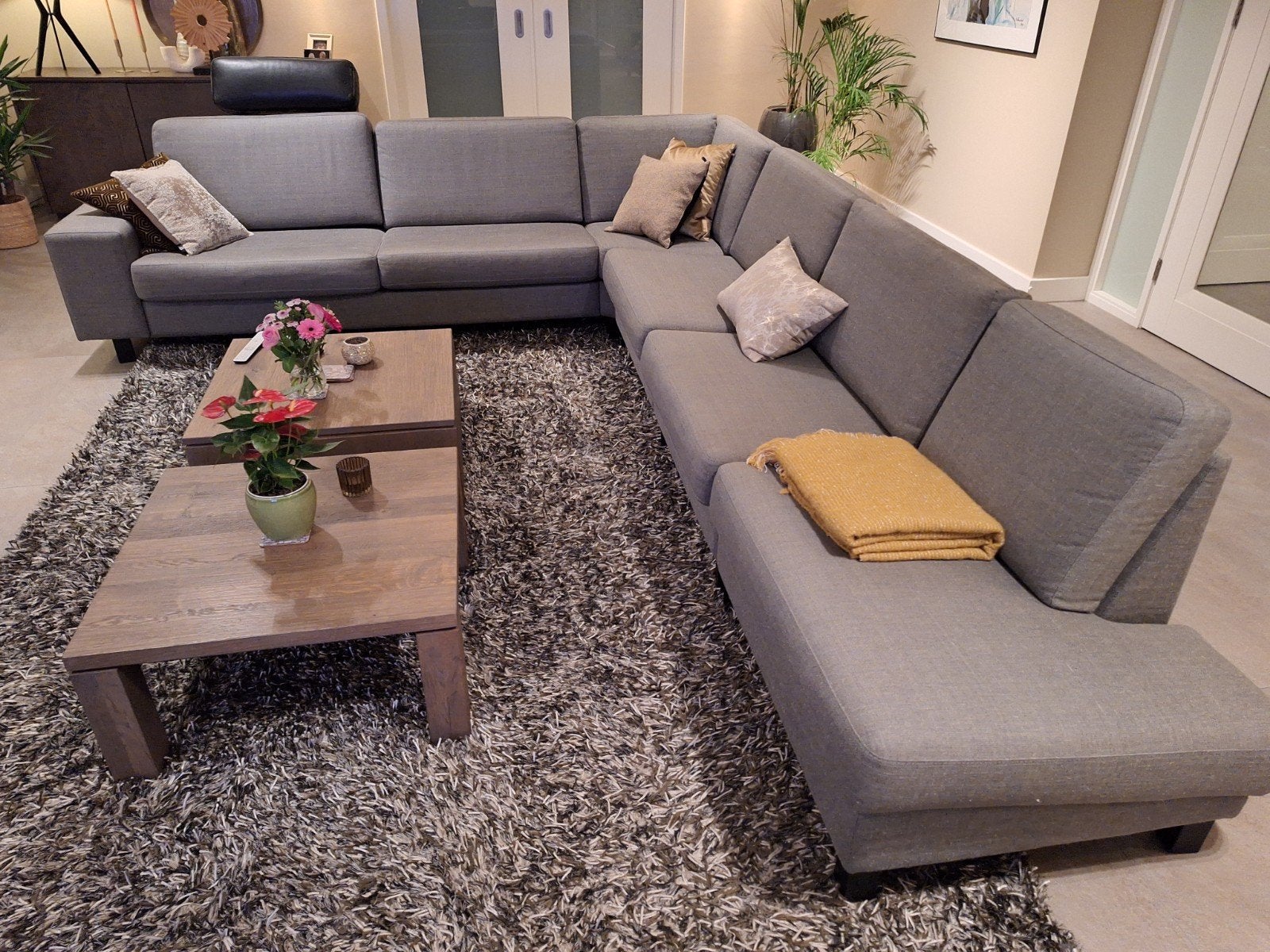 Grote grijze hoekbank skalma creativo met chaise longue, Ophalen, Zo goed als nieuw, Stof, Modern en comfortabel