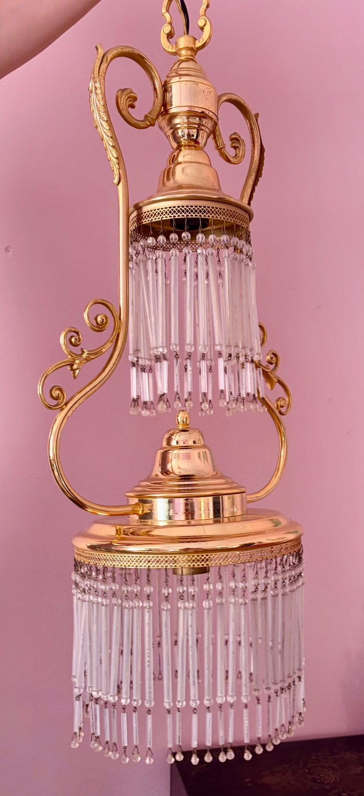 Vintage kristallen kroonluchter, Ophalen, Overige materialen, Gebruikt, Hollywood regency