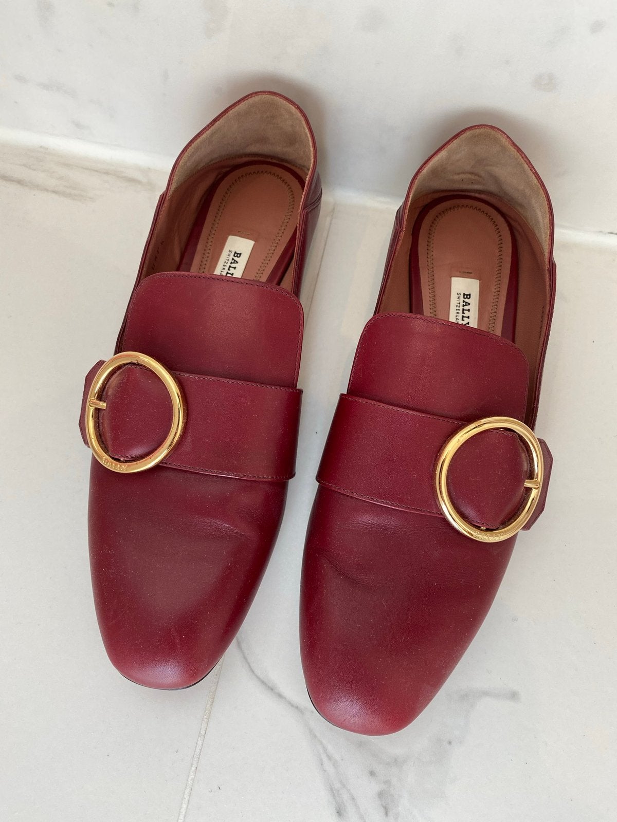 Brand: Bally,  calf leather bordeaux moccasins, Ophalen of Verzenden, Zo goed als nieuw, Espadrilles of Moccasins, Rood