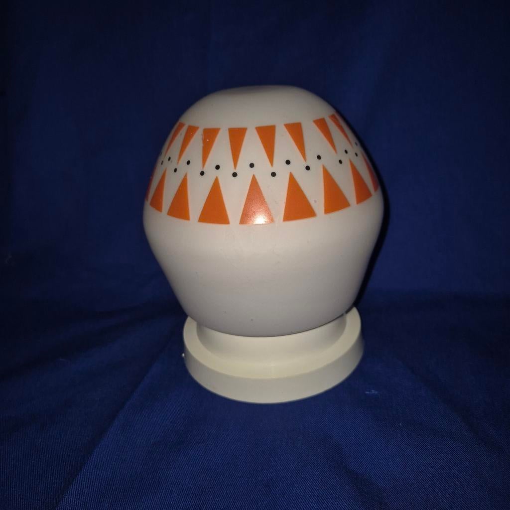Vintage retro oranje witte bol plafondlamp., Ophalen of Verzenden, Gebruikt, Glas
