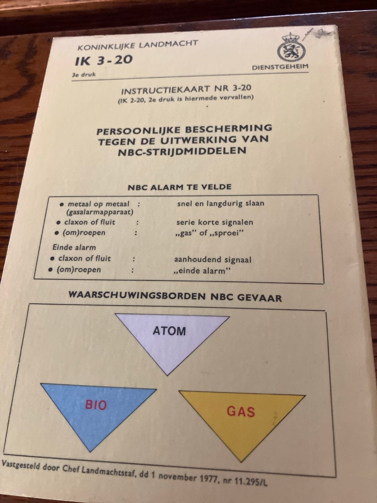 Koninklijke Landmacht IK 3-20 NBC-bescherming, Ophalen of Verzenden, 1945 tot heden, Gelezen, Landmacht