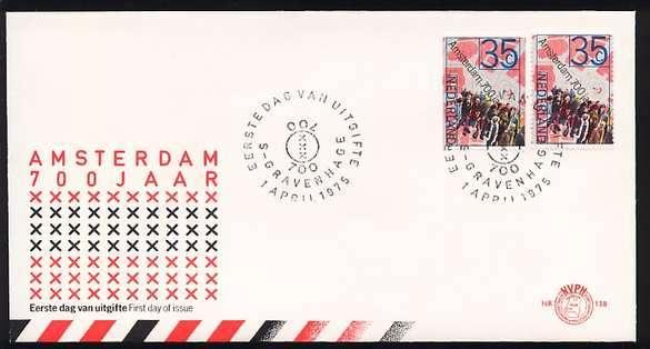 Nederland FDC E138 Zonder Adres, Amsterdam 700 jaar 1975, Postzegels en Munten, Ophalen of Verzenden, Onbeschreven, Nederland