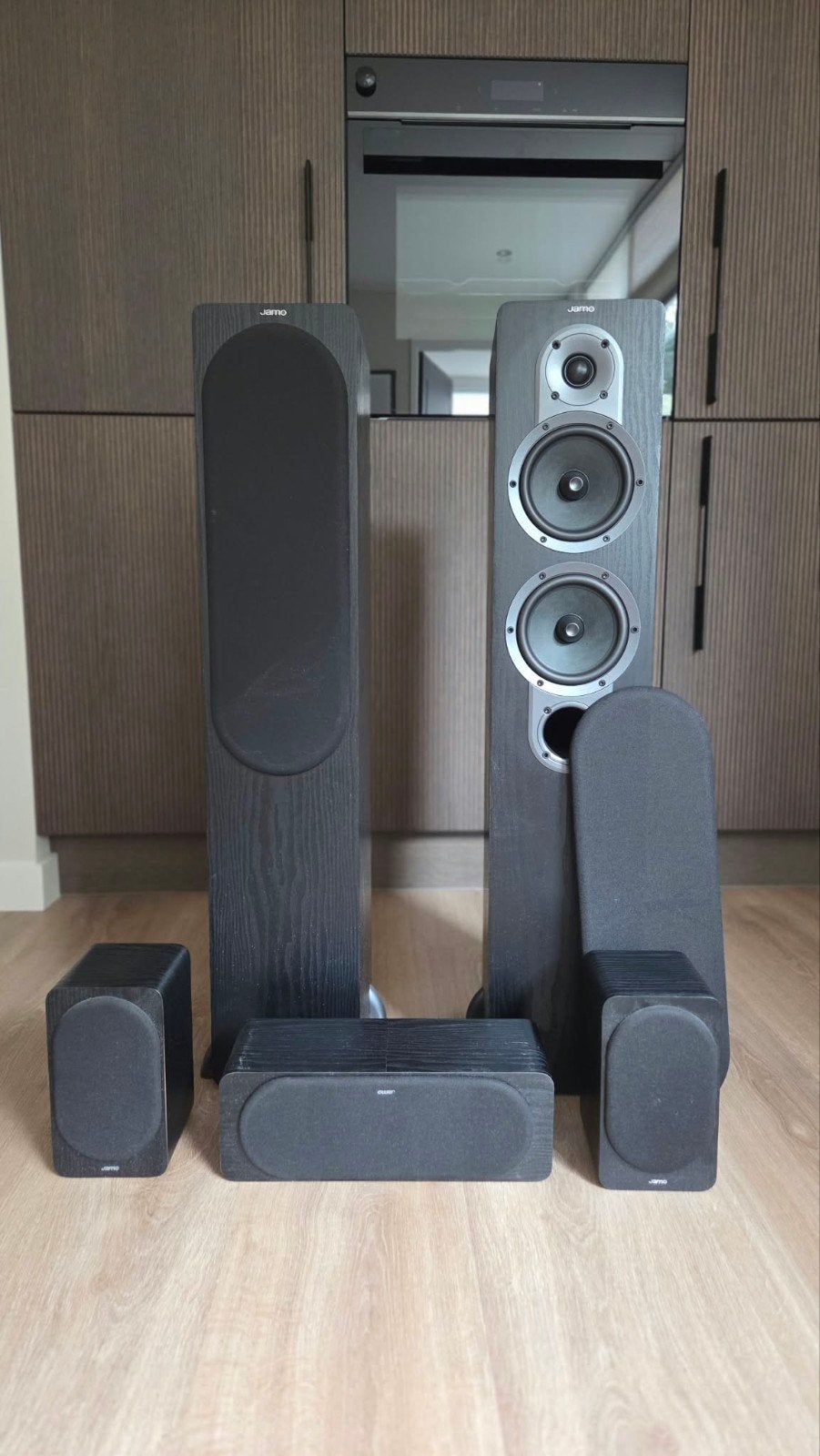 Jamo 5.0 Surround Sound Speakerset Black Ash, Ophalen, Gebruikt, 60 tot 120 watt, Surroundset