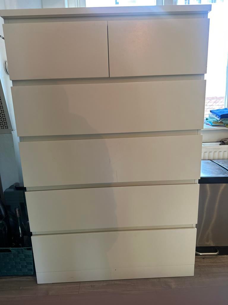 IKEA  MALM Kast met Lades Wit - Zo goed als nieuw, Ophalen, 5 laden of meer, 100 tot 150 cm, 50 tot 100 cm
