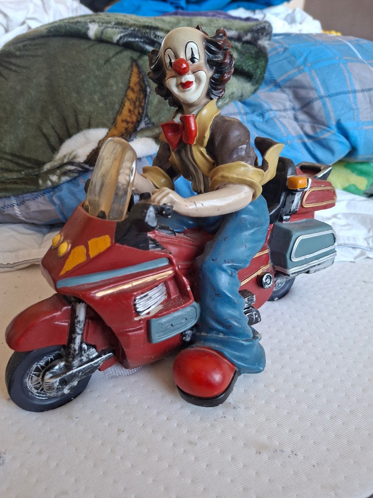 Beeldje Clown op Motor, Ophalen of Verzenden