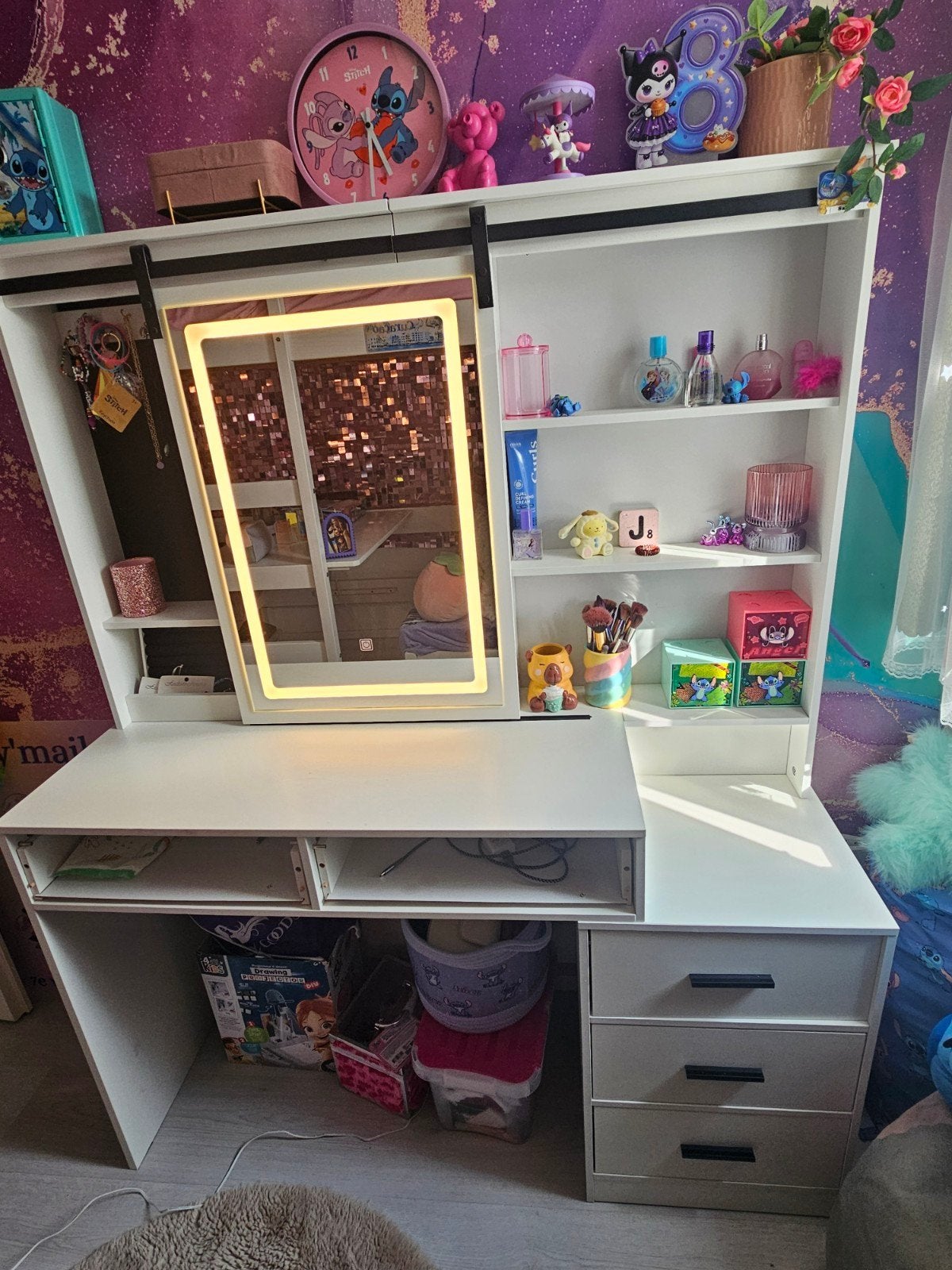 Kaptafel met spiegel en opbergruimte, Kinderen en Baby's, Ophalen, Gebruikt, Kast, 105 cm of meer