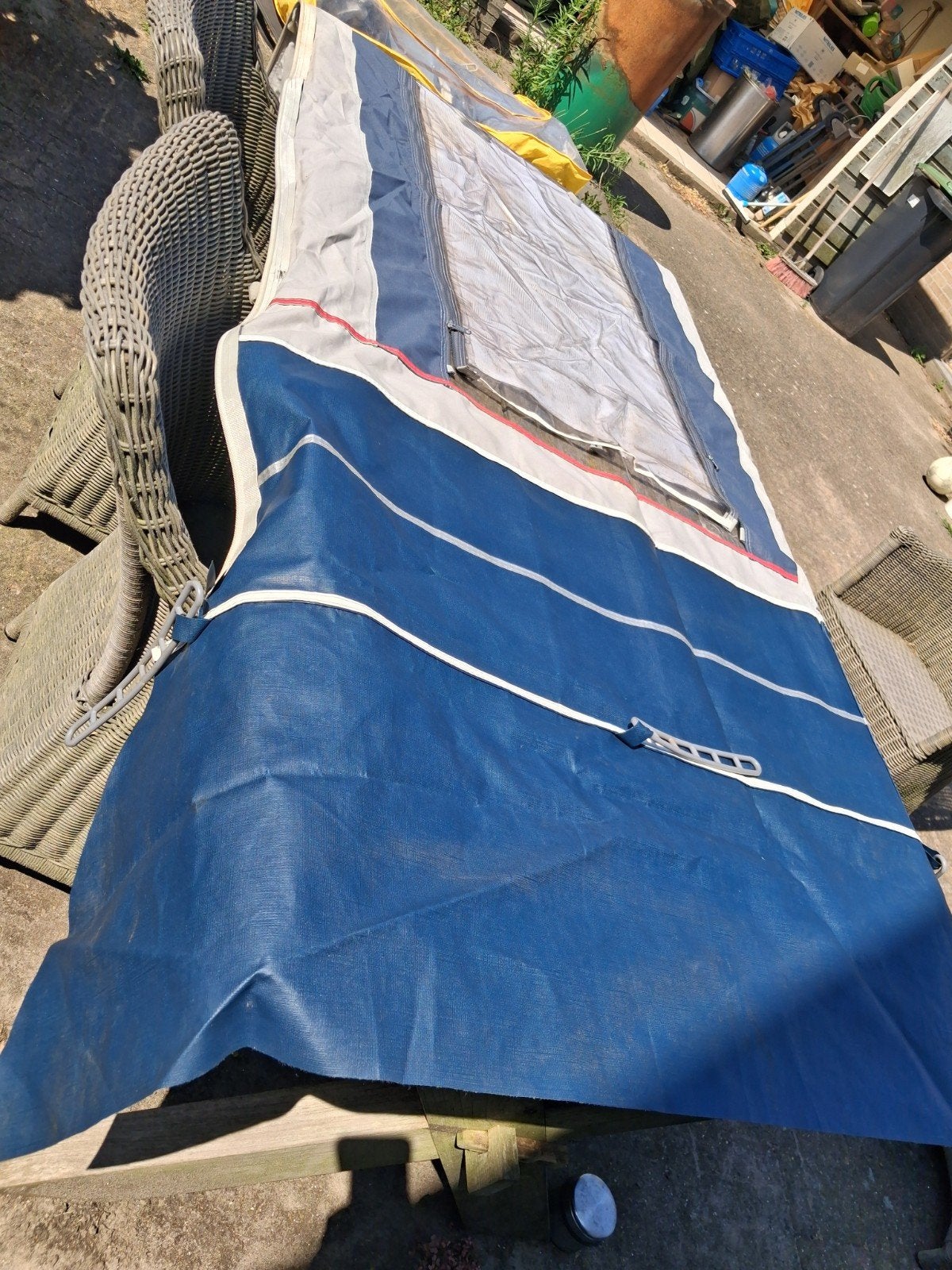 Zijkant en voorkant luifel kleurblauw, Ophalen of Verzenden, Minder dan 15 m²