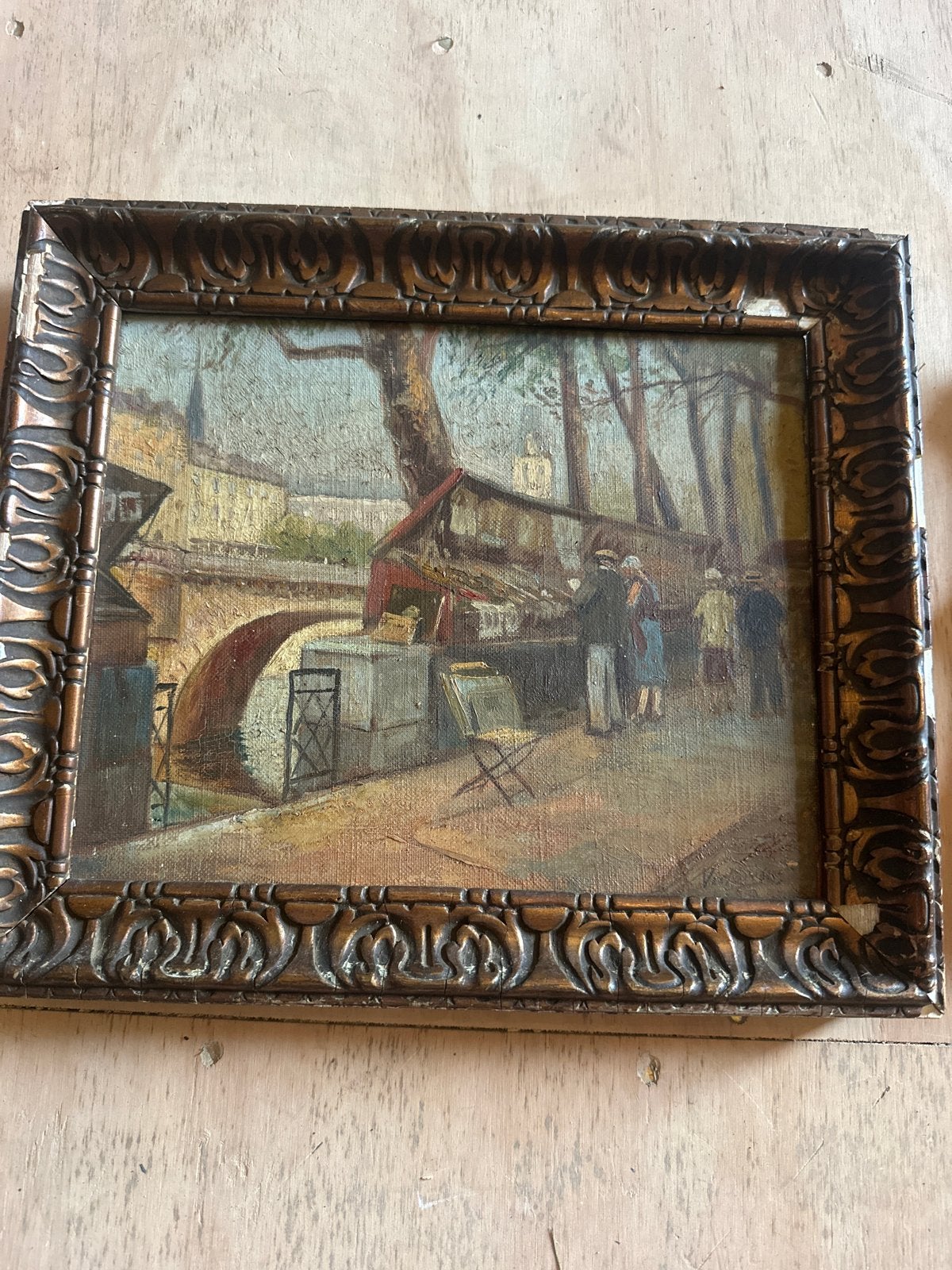 Oud schilderij: Dorpsgezicht met watermolen, Ophalen of Verzenden