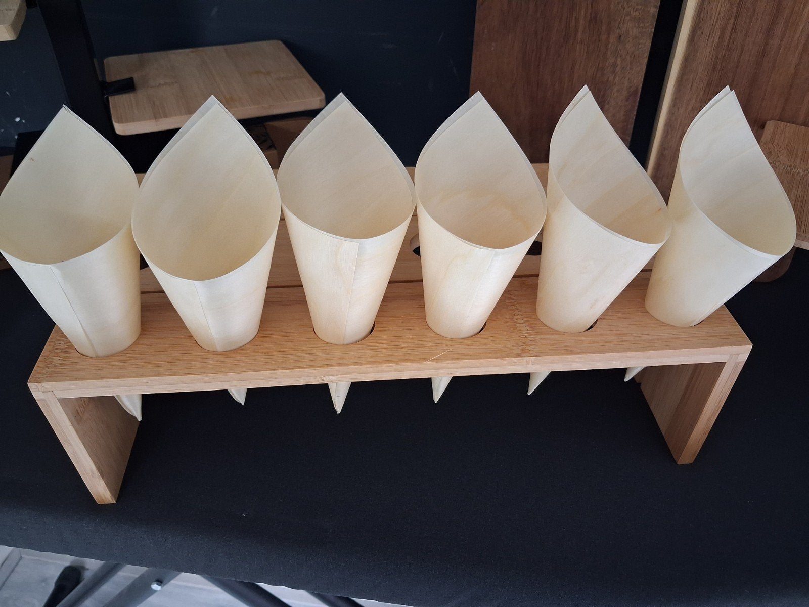 3 amuse plankjes met punt zakjes, Ophalen of Verzenden, Zo goed als nieuw