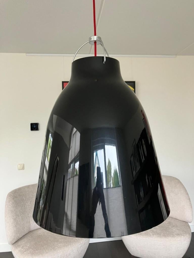 Caravaggio P3 hanglamp | hoogglans zwart | Ø40cm |, 50 tot 75 cm, Zo goed als nieuw, Metaal, Ophalen