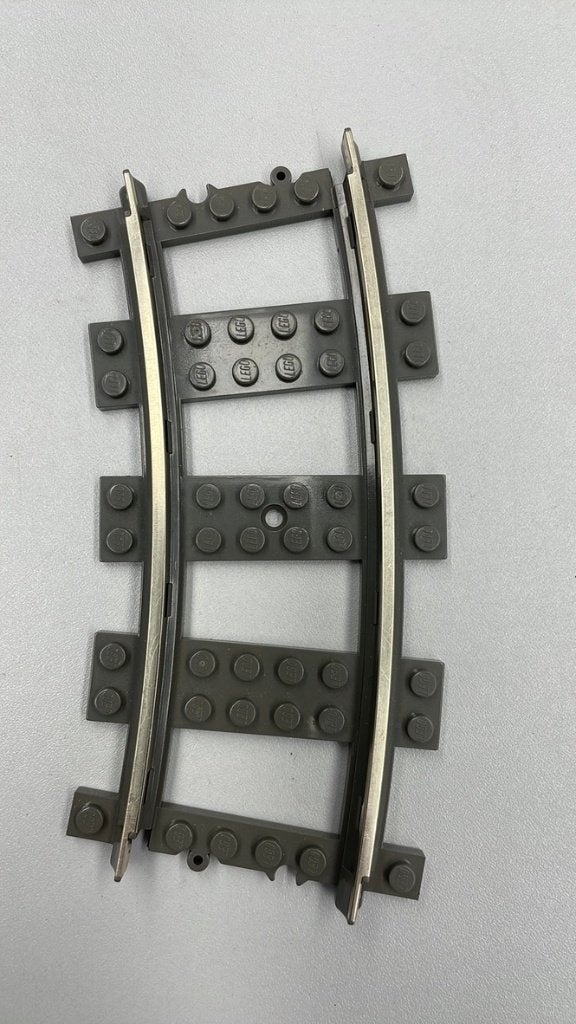 SB1905 Lego 9v trein rails (metalen geleider) bocht per stuk, Ophalen of Verzenden, Gebruikt