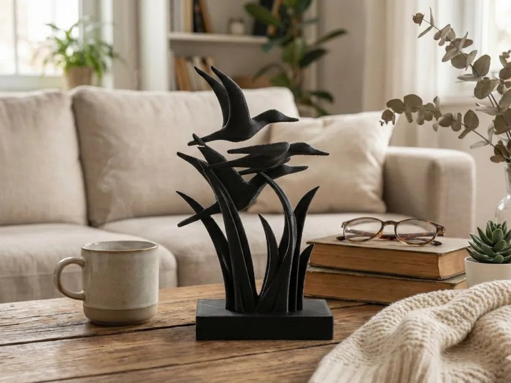 Decoratief beeld vliegende vogels - Zwart metaal, Huis en Inrichting, Woonaccessoires | Overige, Zwart, Ophalen of Verzenden, Zo goed als nieuw
