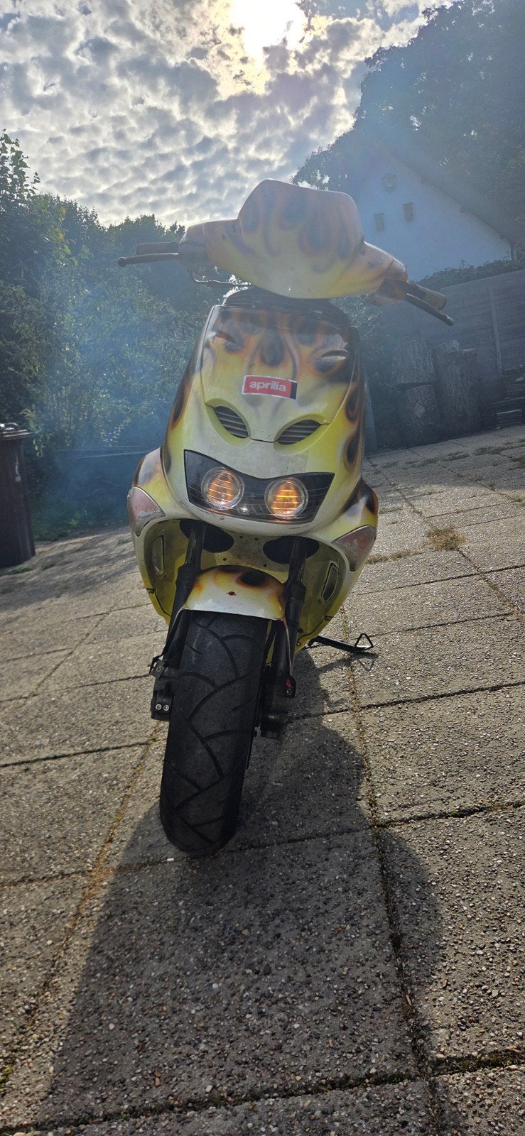 Aprilia SR50 AC SD - Unieke Vlammen Custom Scooter, Fietsen en Brommers, Ophalen, Gebruikt, Tweetakt, SR 50