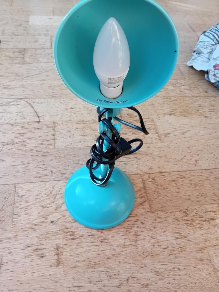 Turquoise bureaulamp / tafellamp, Gebruikt, Ophalen of Verzenden, Metaal, Modern