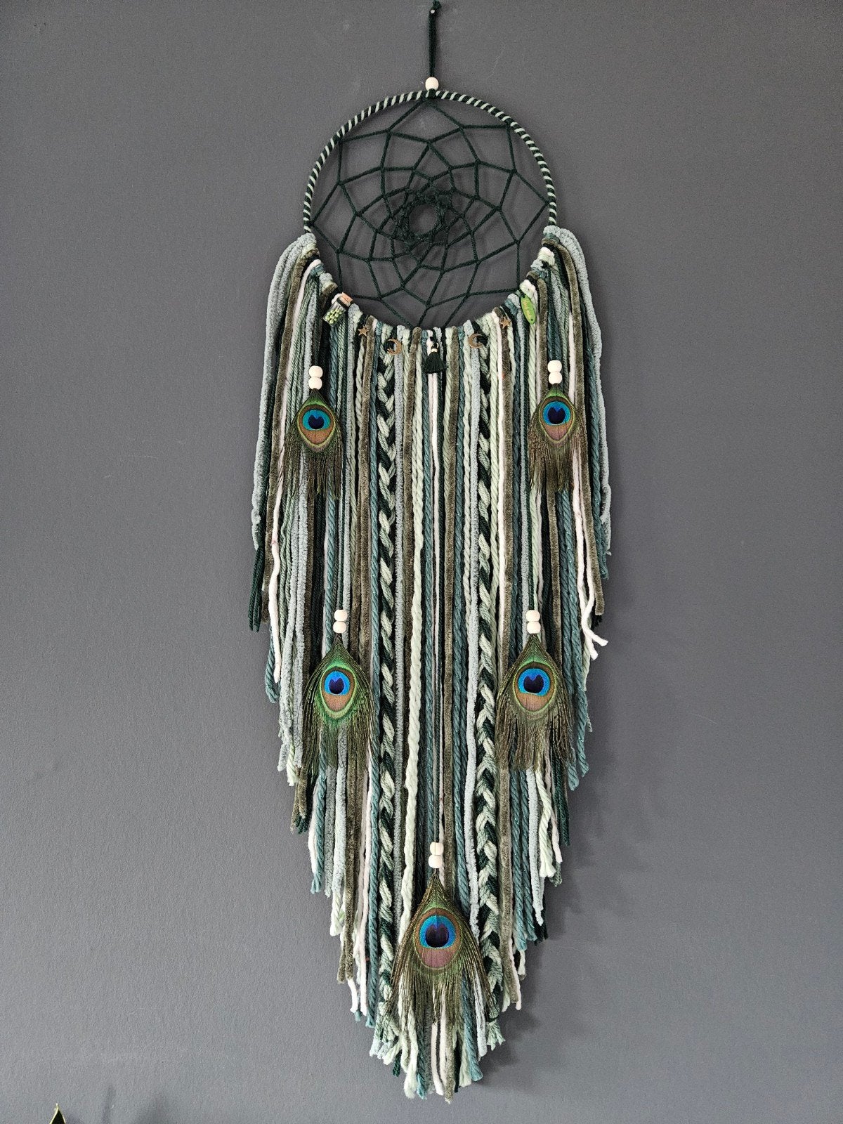 dromenvanger groen pauwenveren wandkleed boho, Ophalen of Verzenden, Nieuw