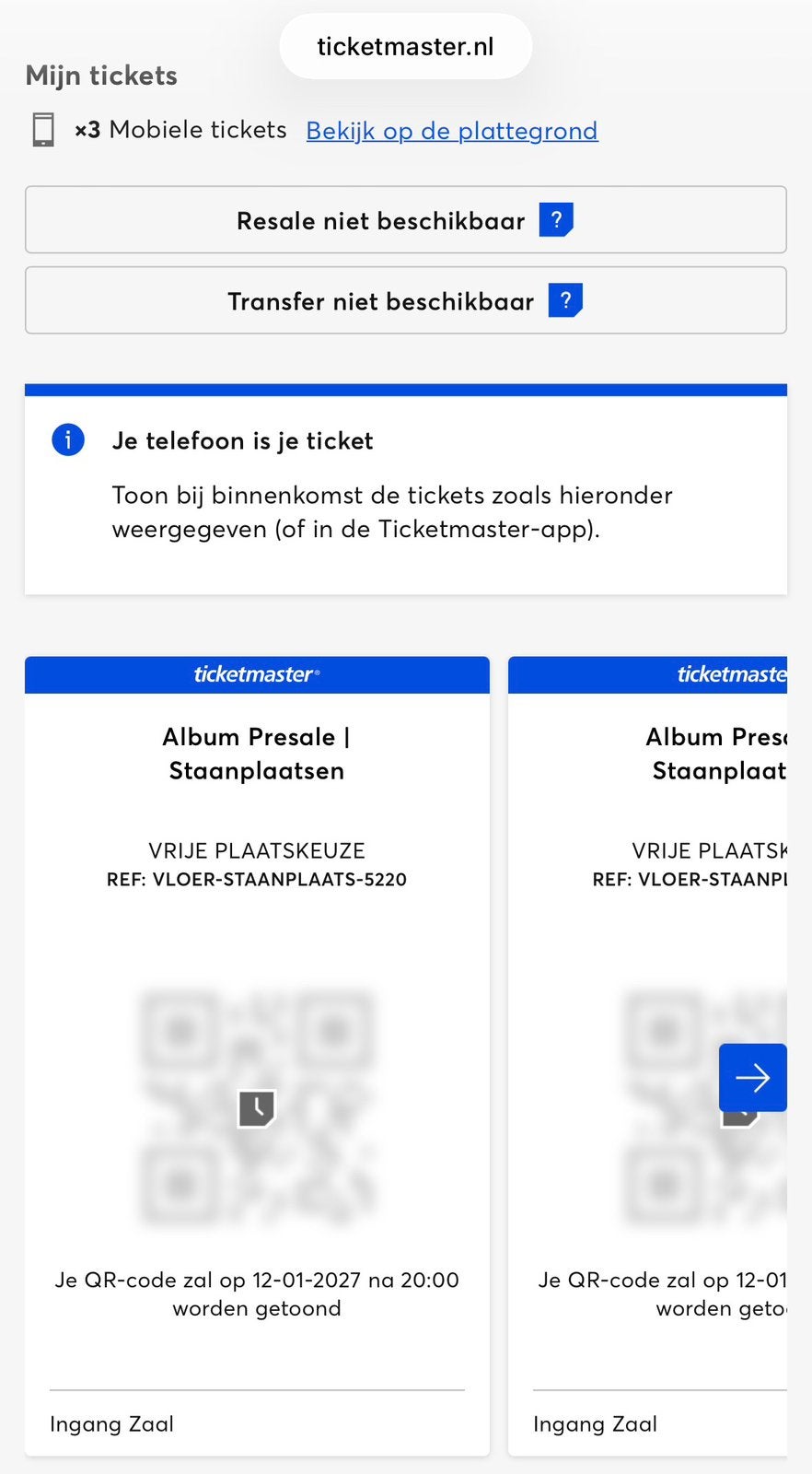 3 kaartjes Nothing But Thieves Ziggo 15-1-2027, Twee personen