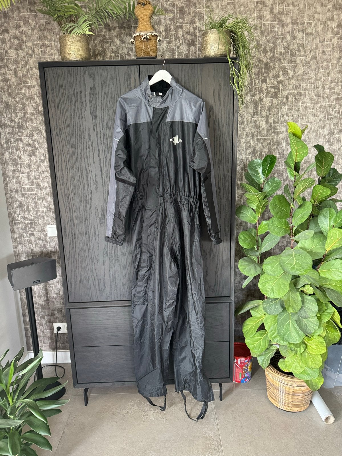 Regenpak Zwart/Grijs - ideaal voor op de motor, Motoren, Ophalen of Verzenden, Tweedehands, Overall