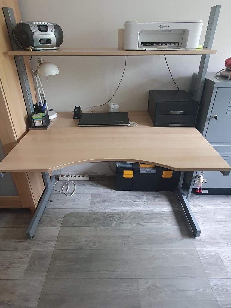 Praktisch bureau met opbouw en opbergruimte, Ophalen, Opbergruimte, Gebruikt, Hout