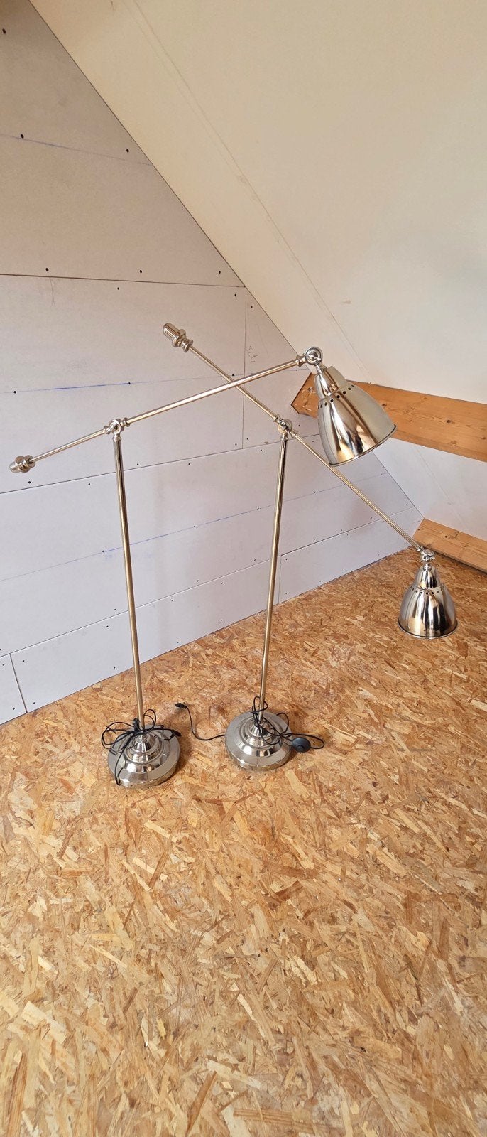 Set van 2 verstelbare vloerlampen, chroom van ikea, Ophalen, Gebruikt, Metaal, Modern