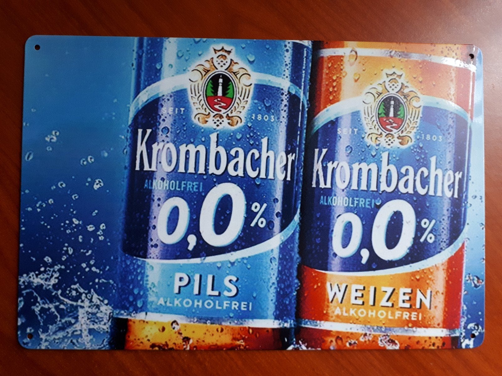 Krombacher 20x30 cm Metalen Reclamebord, Verzamelen, Verzenden, Nieuw, Reclamebord, Plaat of Schild, Overige merken