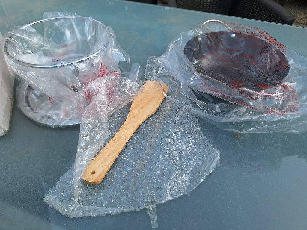 5-delige wokset met gelbrander - Nieuw in doos, Witgoed en Apparatuur, Gourmetstellen, Ophalen, Nieuw, Minder dan 4 personen
