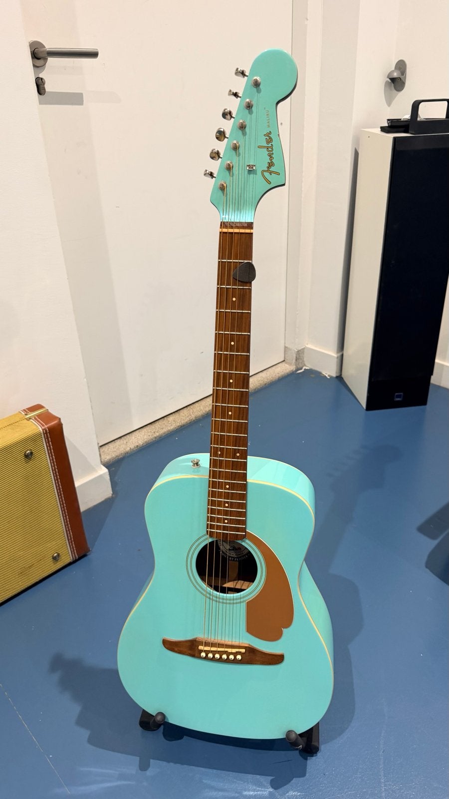 Fender Malibu Player Aqua Splash elektrisch-akoestisch, Ophalen, Zo goed als nieuw, Western- of Steelstringgitaar, Met (piezo-)element