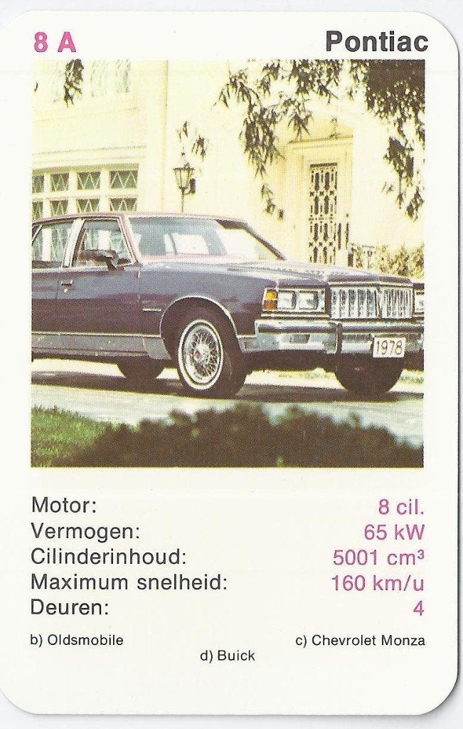 X3 autokaartje pontiac ( 8a ), Ophalen of Verzenden, Zo goed als nieuw, Auto's